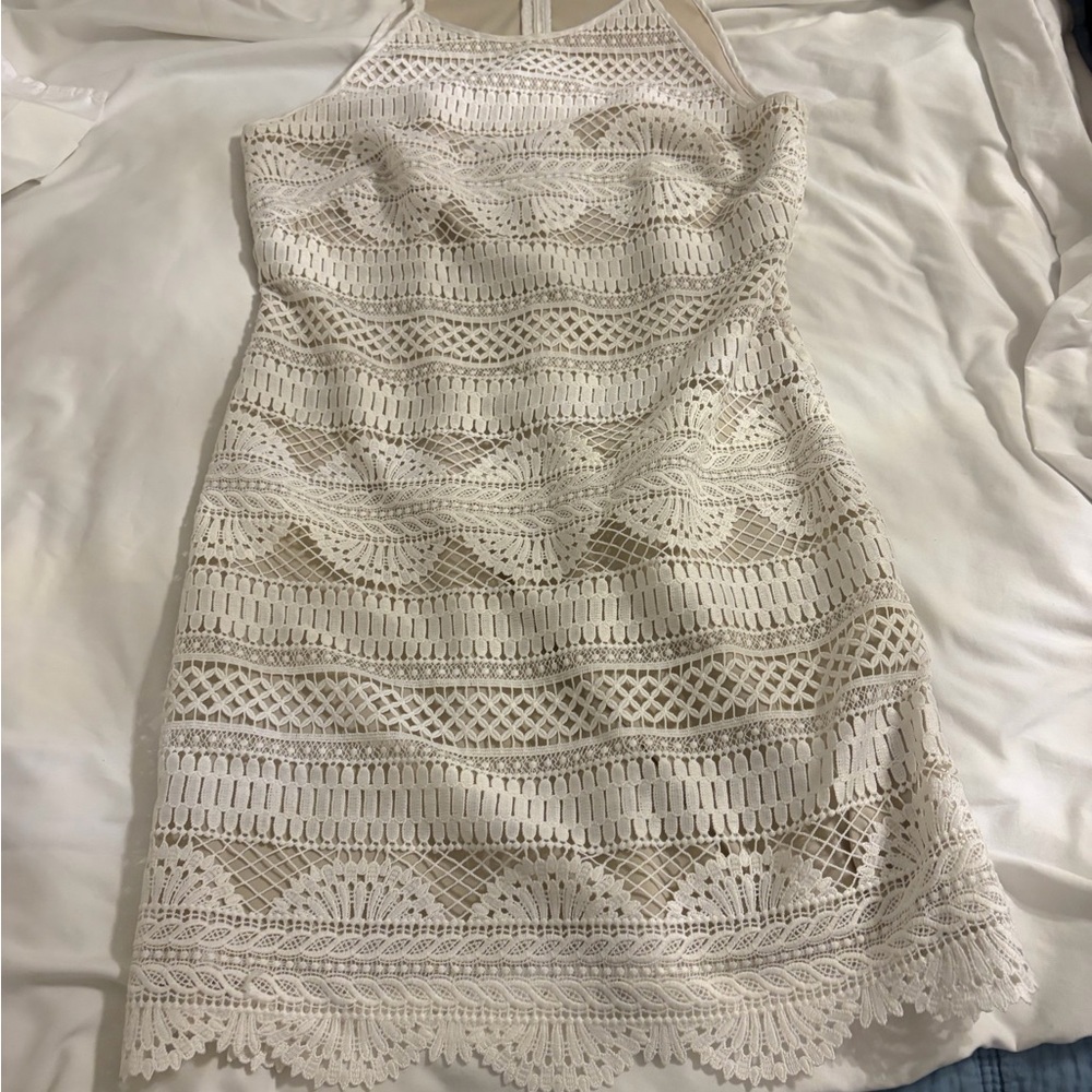 White House Black Market Cream Crochet Lace Mini Dress